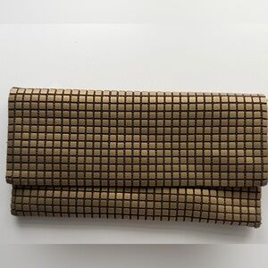 Vintage Gold Lumured Lucite Tile Foldover clutch